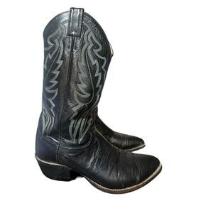 Justin Black Lizard Leather Vintage Western Cowboy Boots Sz 9.5D Style 8311 Mens